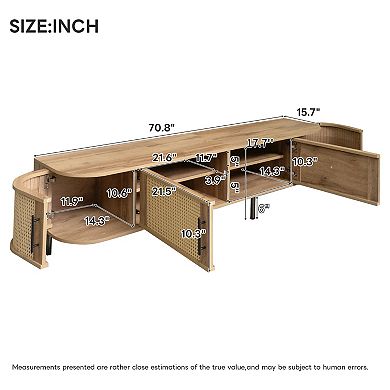 Aoolive 70" Modern Rattan TV Stand & Media Console for TVs up to 80"