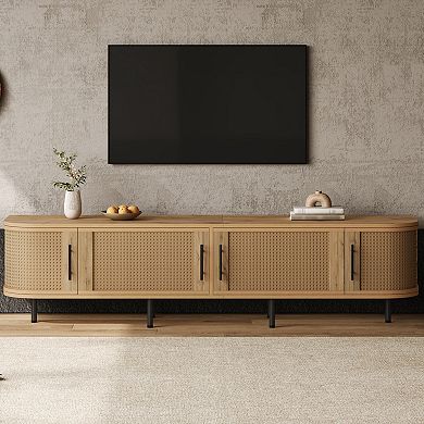 Aoolive 70" Modern Rattan TV Stand & Media Console for TVs up to 80"