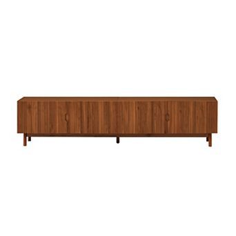 Aoolive 87" Modern TV Stand for TVs up to 90", Media Console with 4 Cabinets & Solid Wood Legs