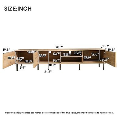 Aoolive 78" Modern TV Stand for TVs up to 85", Media Console with Storage & Iron Legs