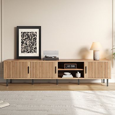 Aoolive 78" Modern TV Stand for TVs up to 85", Media Console with Storage & Iron Legs