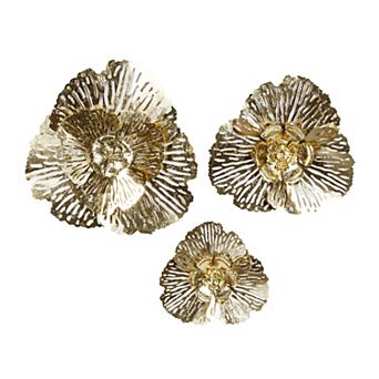 Stella & Eve 3D Metal Floral Wall Decor Set of 3