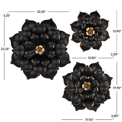 Stella & Eve 3D Metal Floral Wall Decor Set of 3