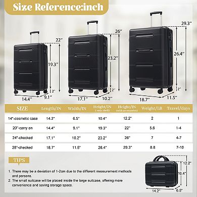 Aoolive 6-Piece Lightweight Hardshell Luggage Set with Spinner Wheels & Travel Accessories