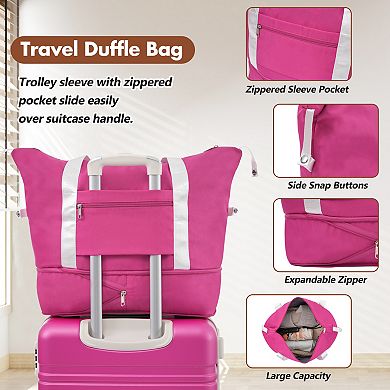 Aoolive Hardshell 3-Pc. Luggage Set with Spinner Wheels, TSA Lock, Travel Duffel Bag & Toiletry Bag