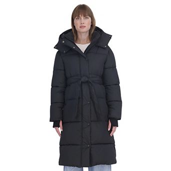 Women's Sebby Collection Belted Long Puffer Coat