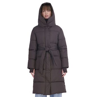 Women's Sebby Collection Belted Long Puffer Coat