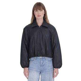 Women's Sebby Collection Faux Leather Bomber Jacket