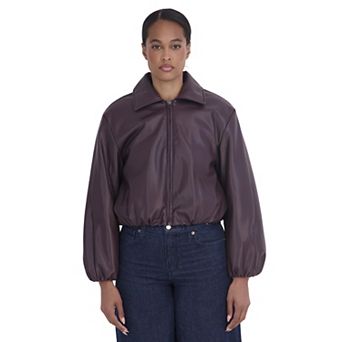 Women's Sebby Collection Faux Leather Bomber Jacket