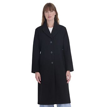 Women's Sebby Collection 3 Button Long Faux Wool Coat