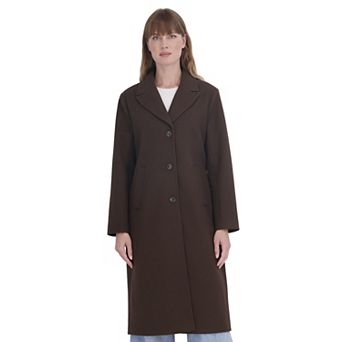 Women's Sebby Collection 3 Button Long Faux Wool Coat
