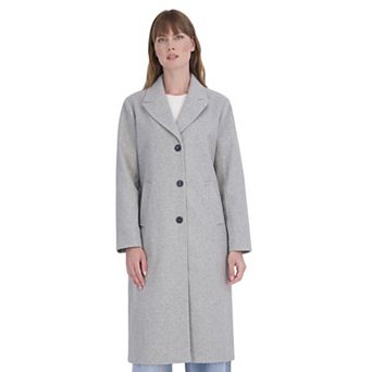 Women's Sebby Collection 3 Button Long Faux Wool Coat