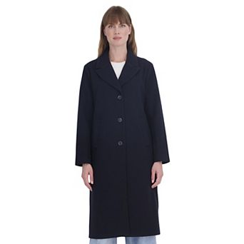 Women's Sebby Collection 3 Button Long Faux Wool Coat