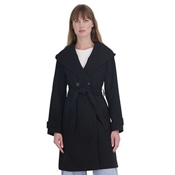 Women's Sebby Collection Faux Wool Hooded Belted Coat