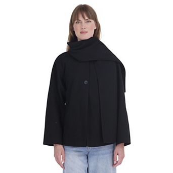 Women's Sebby Collection Collarless Scarf Coat