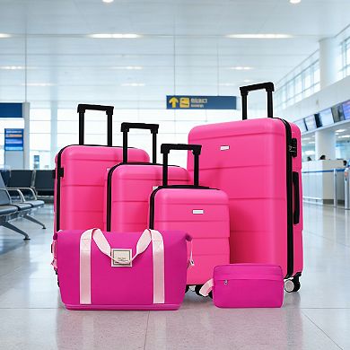 Aoolive Hardshell Luggage Sets 6 Piece with 2 Bags, Lightweight 16"+20"+24"+28" Luggages