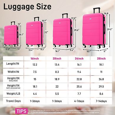 Aoolive Hardshell Luggage Sets 6 Piece with 2 Bags, Lightweight 16"+20"+24"+28" Luggages