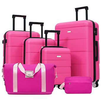 Aoolive Hardshell Luggage Sets 6 pc with 2 Bags, Lightweight 16"+20"+24"+28" Luggages