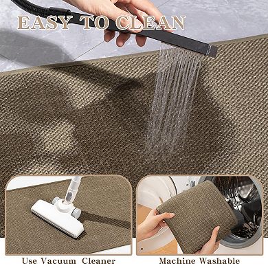 Dark beige thin small bath mat non slip absorbent quick dry