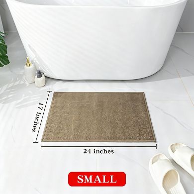 Dark beige thin small bath mat non slip absorbent quick dry