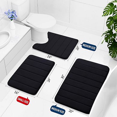 Black memory foam bath mat soft non slip absorbent machine washable