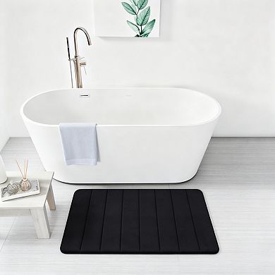 Black memory foam bath mat soft non slip absorbent machine washable
