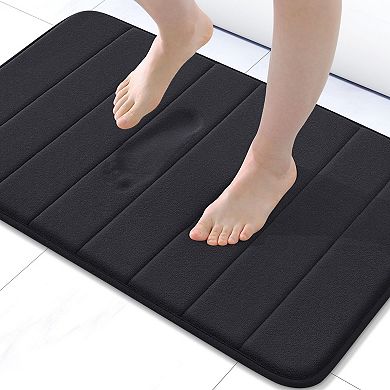 Black memory foam bath mat soft non slip absorbent machine washable