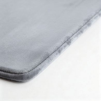 Gray Velvet Memory Foam Bath Mat Non Slip Absorbent Machine Washable