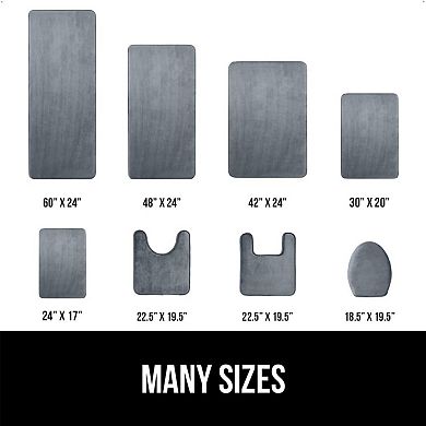 Gray Velvet Memory Foam Bath Mat Non Slip Absorbent Machine Washable