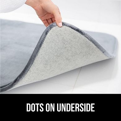 Gray Velvet Memory Foam Bath Mat Non Slip Absorbent Machine Washable