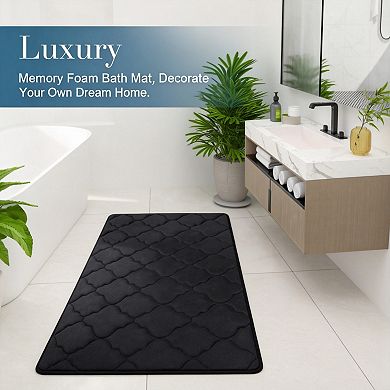 Black Memory Foam Bath Mat Soft Non Slip Absorbent Washable