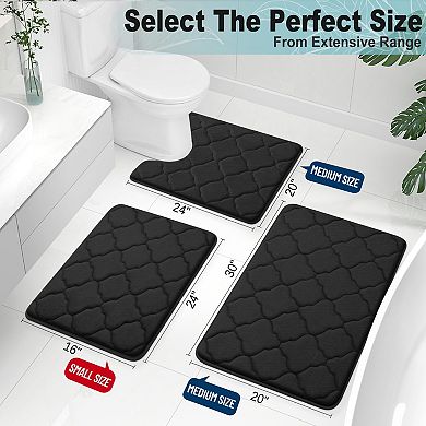 Black Memory Foam Bath Mat Soft Non Slip Absorbent Washable