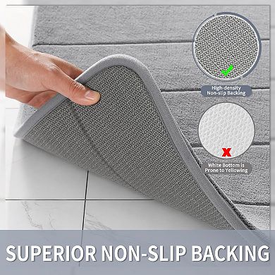 Grey memory foam bath mat soft non slip absorbent quick dry machine washable