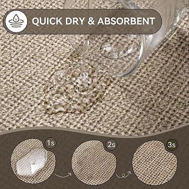 Beige semicircular thin bath mat rubber backed absorbent quick dry washable