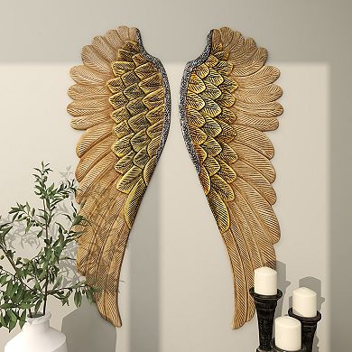 Stella & Eve Wooden Carved Angel Wings Wall Decor