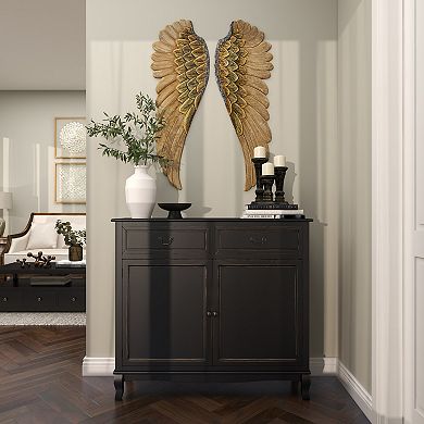 Stella & Eve Wooden Carved Angel Wings Wall Decor