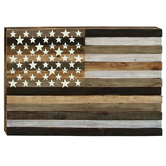 Stella & Eve Wood Handmade Flag Wall Decor with Slatted Panels