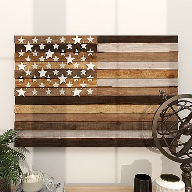 Stella & Eve Wood Handmade Flag Wall Decor with Slatted Panels