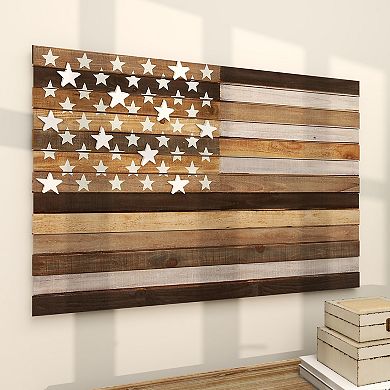 Stella & Eve Wood Handmade Flag Wall Decor with Slatted Panels