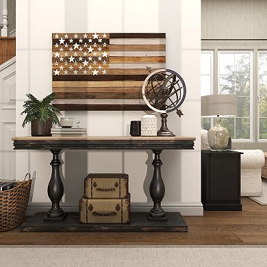Stella & Eve Wood Handmade Flag Wall Decor with Slatted Panels