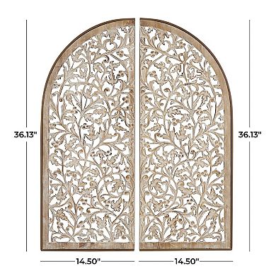 Stella & Eve 2-piece Wooden Handmade Arched Wall Decor Set with Intricate Carvings