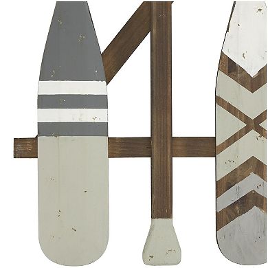Stella & Eve Wood Arrow and Stripe Patterned Wall Decor