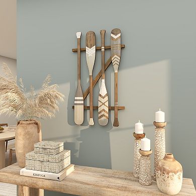 Stella & Eve Wood Arrow and Stripe Patterned Wall Decor