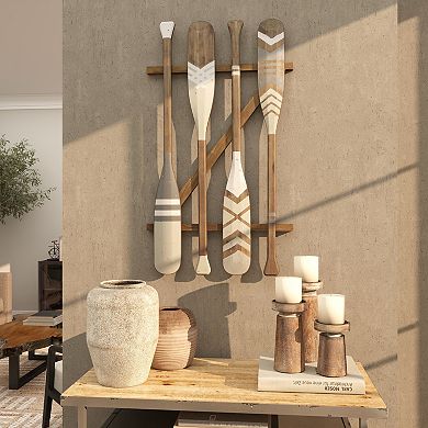 Stella & Eve Wood Arrow and Stripe Patterned Wall Decor