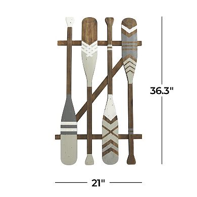 Stella & Eve Wood Arrow and Stripe Patterned Wall Decor