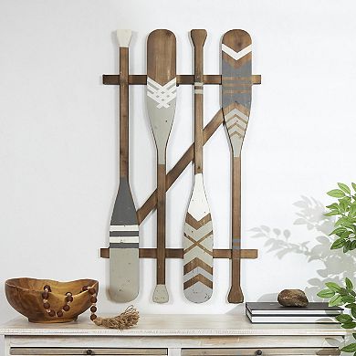 Stella & Eve Wood Arrow and Stripe Patterned Wall Decor