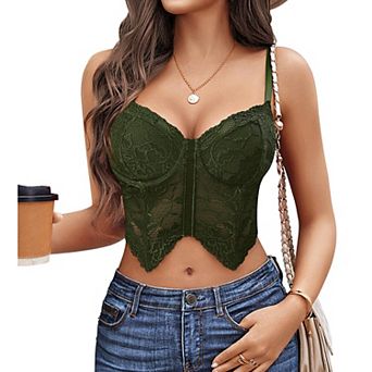 Avidlove Lace Bralettes for Women Y2K Camisole V Neck Lingerie Adjustable Strap Crop Top