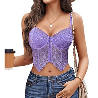 Avidlove Lace Bralettes for Women Y2K Camisole V Neck Lingerie Adjustable Strap Crop Top