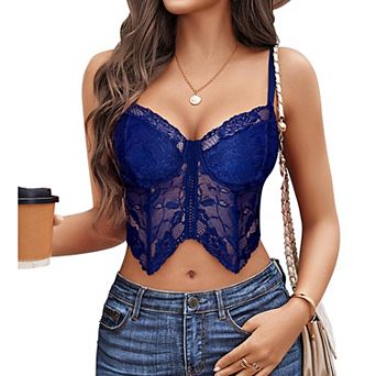 Avidlove Lace Bralettes for Women Y2K Camisole V Neck Lingerie Adjustable Strap Crop Top