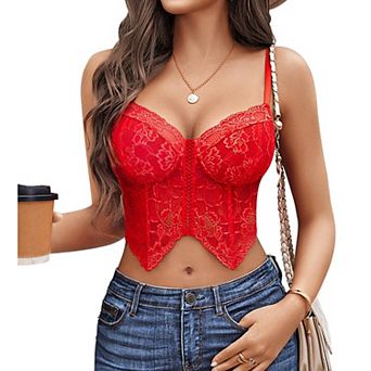 Avidlove Lace Bralettes for Women Y2K Camisole V Neck Lingerie Adjustable Strap Crop Top